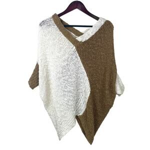 Vintage Womens Sweater L Oversized Boho Fairy Goblin Brown Asymmetrical Grunge